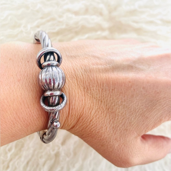 925 silver vintage bracelet Italian provenance. silver cuff - Picture 2 of 8